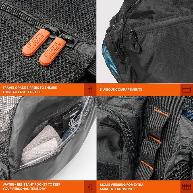 Fitdom 90L Large Mesh Duffle Bag for Scuba Dive or Snorkel Equipment. Best for Water Sports & Beach Activities like Swimming, Diving & Snorkeling. Perfect for Travel, Storage Swim Gym Gears & Balls - Image 5