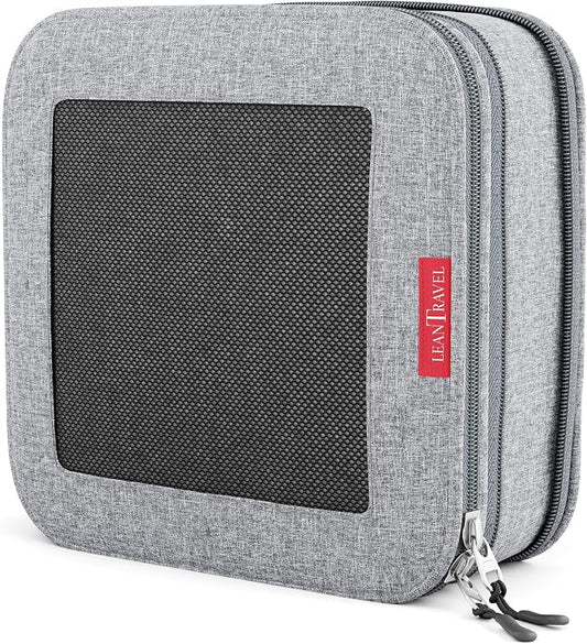 LeanTravel Premium Compression Packing Cubes for Travel - Suitcase Organizer Bags with Double Zipper & Breathable Mesh Panel - Space Saving Carry On Luggage Essentials (1 Medium Bag, Grey) by LeanTravel
