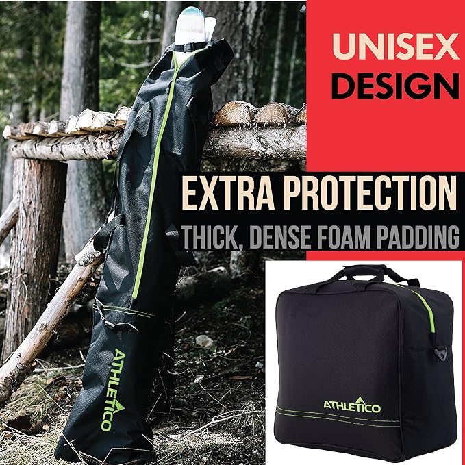 Athletico Ski & Boot Bag Combo | Store Skis Up to 200 CM & Boots Up To Size 13 | Includes 2 Padded Bags - Image 3