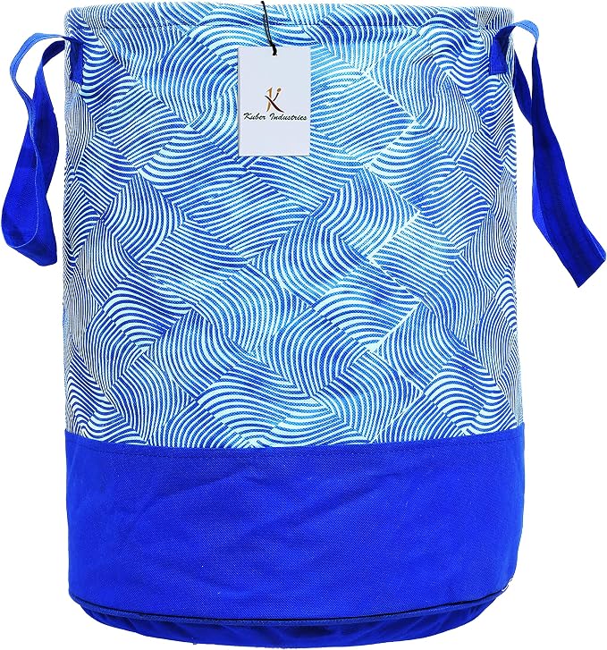 Kuber Industries Printed 2 Pieces Waterproof Canvas Laundry Bag, Toy Storage, Laundry Basket Organizer 45 L (Pink & Blue) CTKTC134639 - Image 5