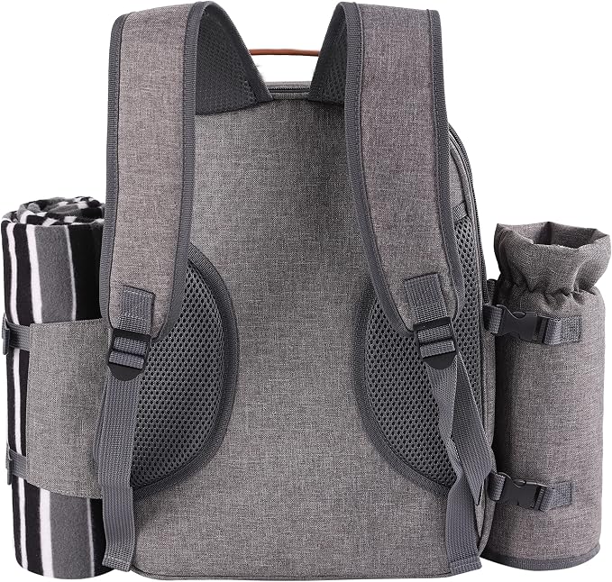Apollo Walker Picnic Backpack Set for 2 Person with Cooler Compartment, Detachable Bottle/Wine Holder, Fleece Blanket, Plates and Cutlery Set - Image 8