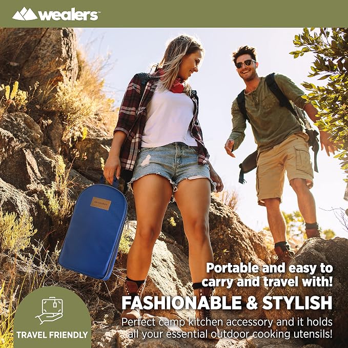 Wealers Camp Kitchen Cooking Utensil Set Travel Organizer Grill Accessories Portable Compact Gear for Backpacking BBQ Camping Hiking Travel Cookware Kit Water Resistant Case - Image 4