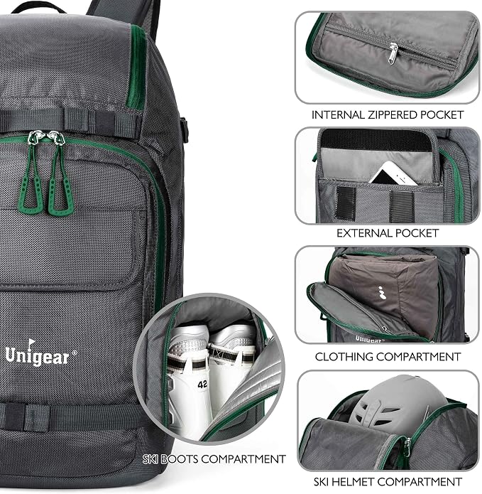 Unigear Ski Boot Bag Backpack for Helmet 50L/70L, Goggles, Gloves, Skis, Snowboard & Accessories - Image 3