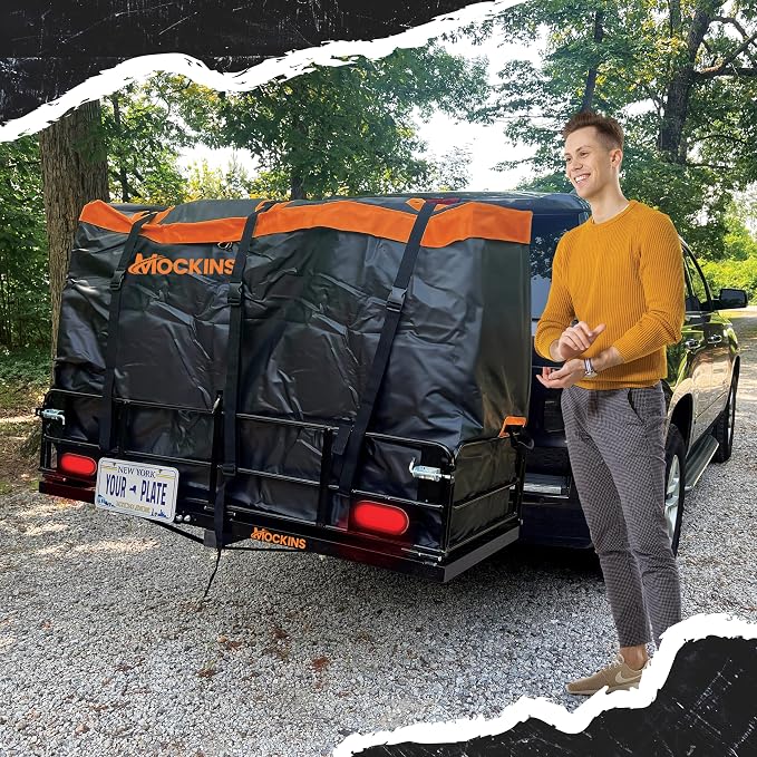 Mockins 30 CuFt Trailer Hitch Cargo Carrier Bag & Packing Cubes 29"x23"x12" | 60"x24"x36" Waterproof Cargo Bag for Hitch Carrier | Set of Vehicle Soft-Shell Carriers with 6 Cubes, 3 Buckle Straps & Lock - Image 3