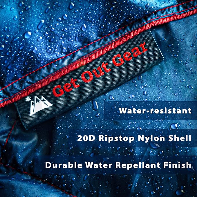 Get Out Gear Down Camping Blanket - Puffy, Packable, Lightweight and Warm | Ideal for Outdoors, Travel, Stadium, Festivals, Beach, Hammock | 650 Fill Power Water-Resistant Backpacking Quilt - Image 8