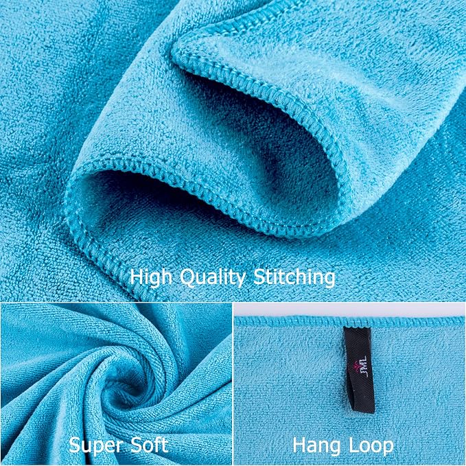 JML Microfiber Bath Towels Set (6 Pack, 27" x 55") - Large, Soft, Absorbent and Fast Drying Microfiber Towel for Adult Men Women, Hair Wrap, Sauna, Beach, Pool, Sports, Yoga - Sky Blue - Image 3