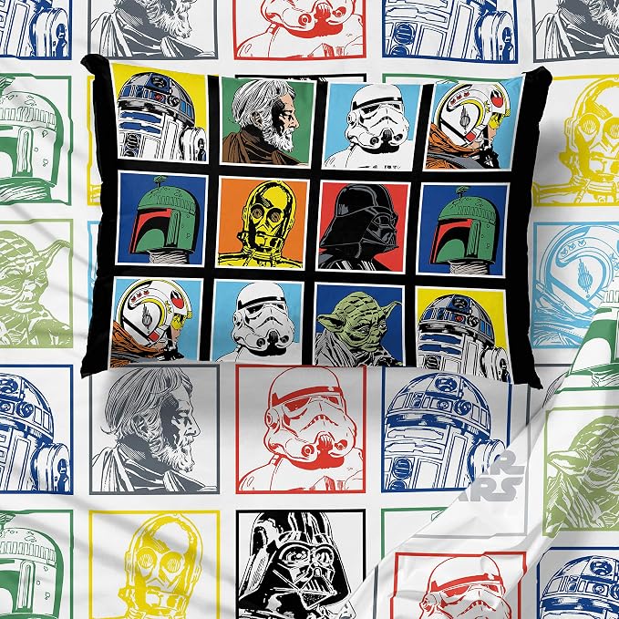 Jay Franco Kids Sheet Set with Fitted, Flat Sheets & Pillow Cover - Ultra-Soft Bedding with Pillowcase for Room Decor, Multi - Star Wars, 3 Piece Twin - Image 2