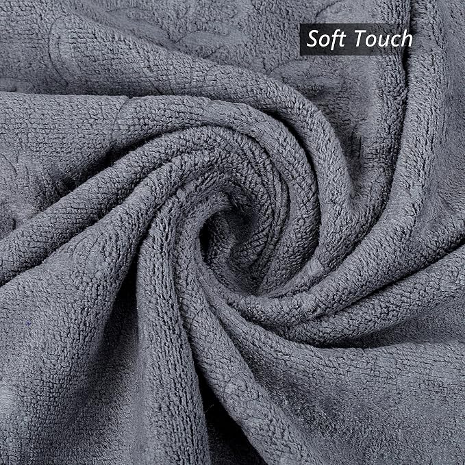 JML Bath Towels 4 Pack, Oversized Microfiber Bath Towels for Adult Men Women, 30" x 60", Large, Soft and Super Absorption Multipurpose for Bath, Beach, Pool, Sport - Grey Floral Pattern - Image 8