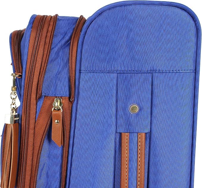 Steve Madden Designer Luggage Collection - Expandable 28 Inch Softside Bag for Men & Women - Durable Lightweight Checked Suitcase with 4-Rolling Spinner Wheels (Global Blue) - Image 5