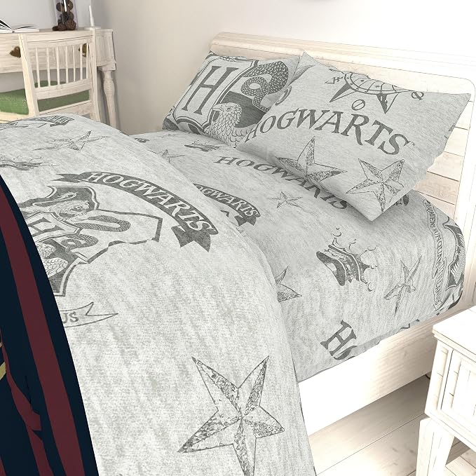 Jay Franco Kids Sheet Set with Fitted, Flat Sheets & Pillow Cover - Ultra-Soft Bedding with Pillowcase for Room Decor, Gray - Harry Potter, 3 Piece Twin - Image 6
