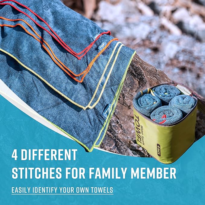4Monster 4-Pack Quick Dry Microfiber Travel Towels – Super Absorbent, Ultra-Soft Camping Towel Set with Water-Resistant Bag, Lightweight & Compact for RV, Gym, Beach, Pool, Swimming, and Family Trips - Image 3