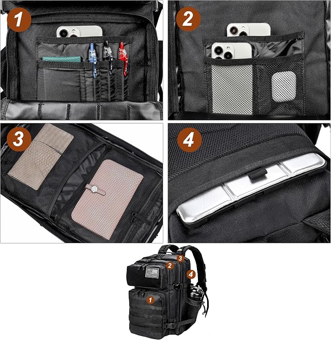 LHI Military Tactical Backpack for Men and Women 45L Army 3 Days Assault Pack Bag Large Rucksack with Molle System - Image 6